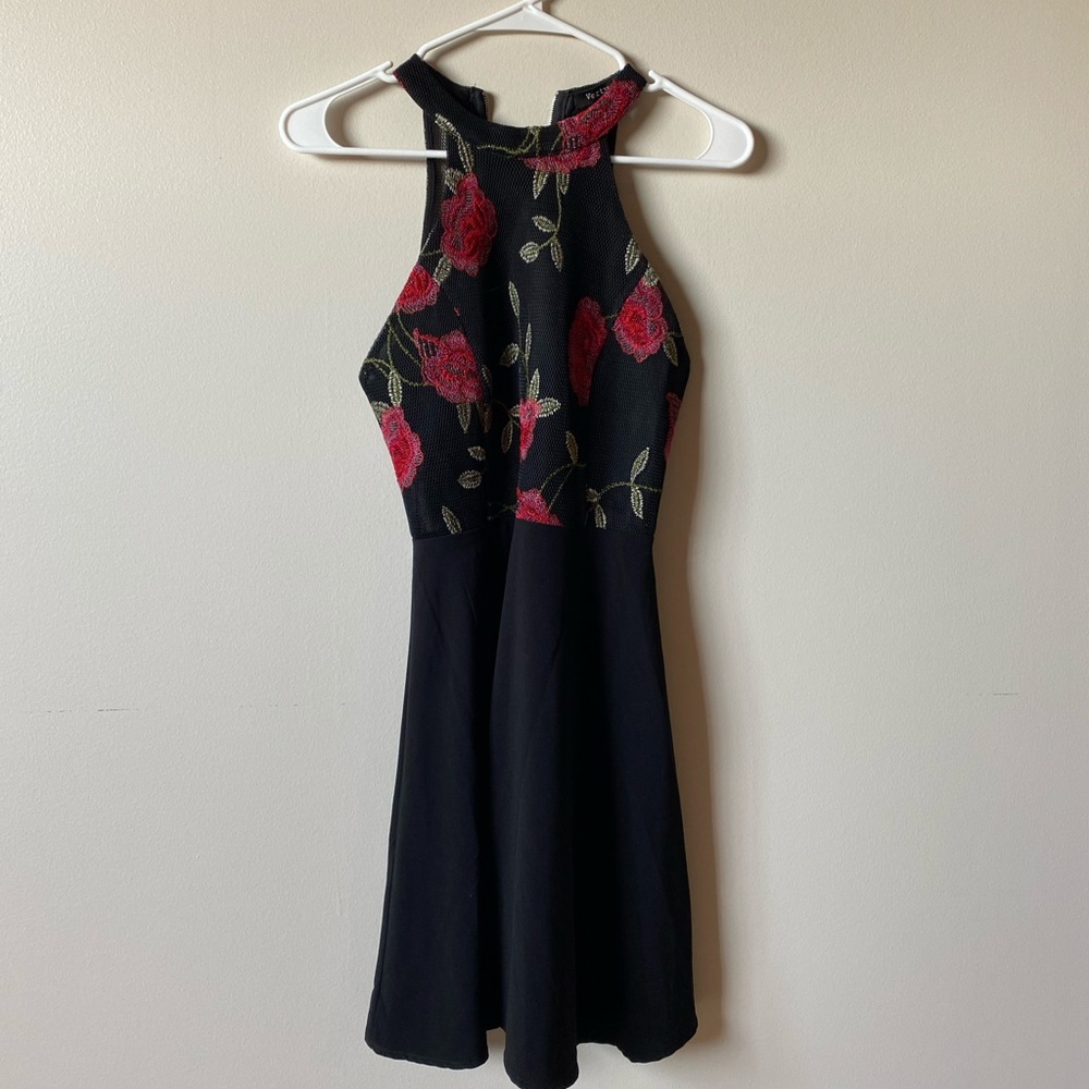 Black Floral Verty Dress